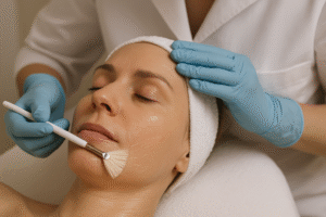 Peeling quimico em tratamento facial