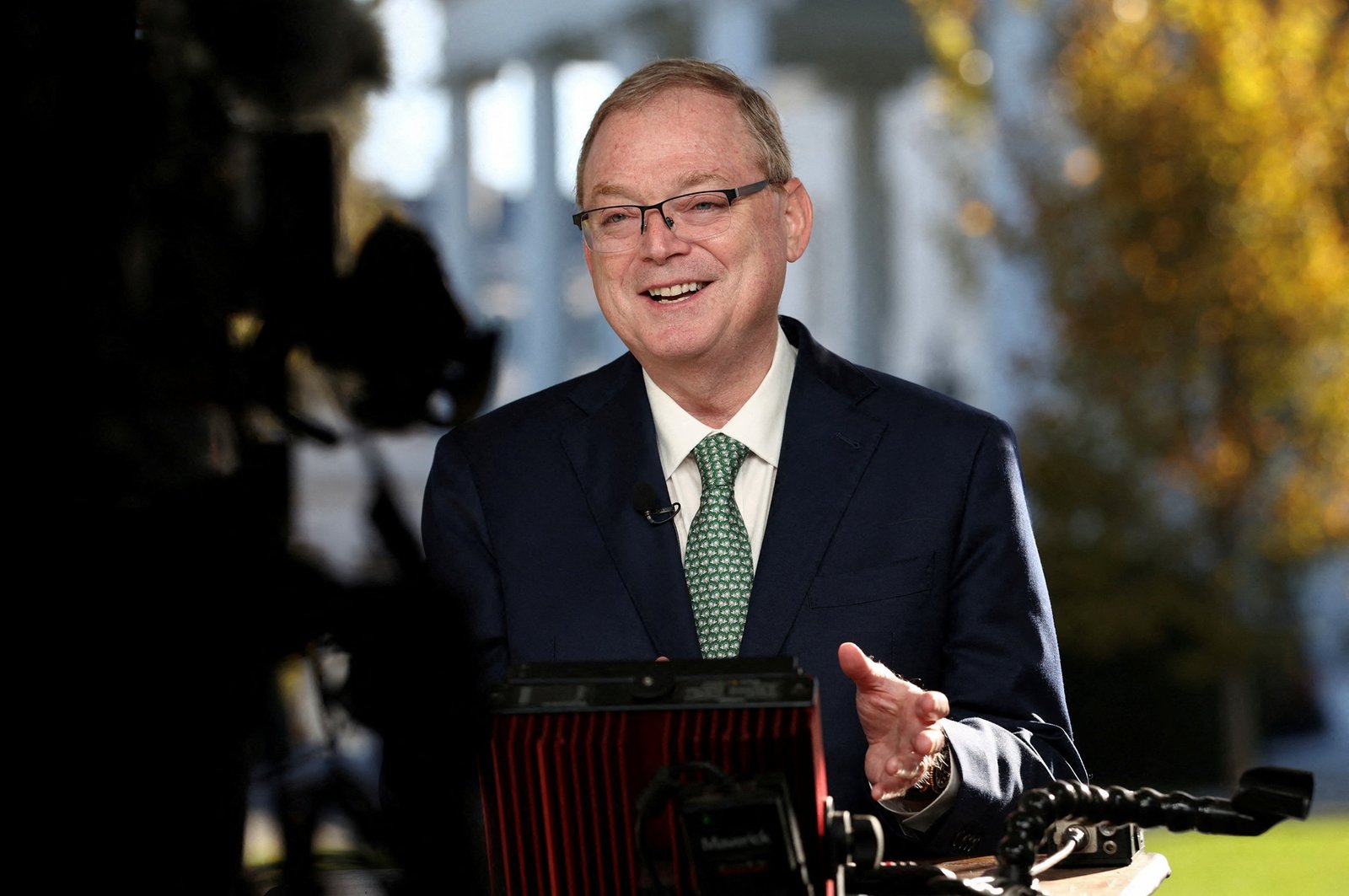 FILE PHOTO: U.S. White House economic adviser Kevin Hassett speaks in front of a TV camera at the...