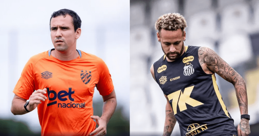 Pablo, do Sport, e Neymar, do Santos, em treinamentos  • Divulgação / Santos / Sport