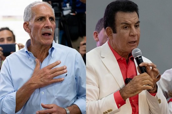 Nasry Asfura e Salvador Nasralla durante o dia da eleição em Tegucigalpa, Honduras, em 30 de no...