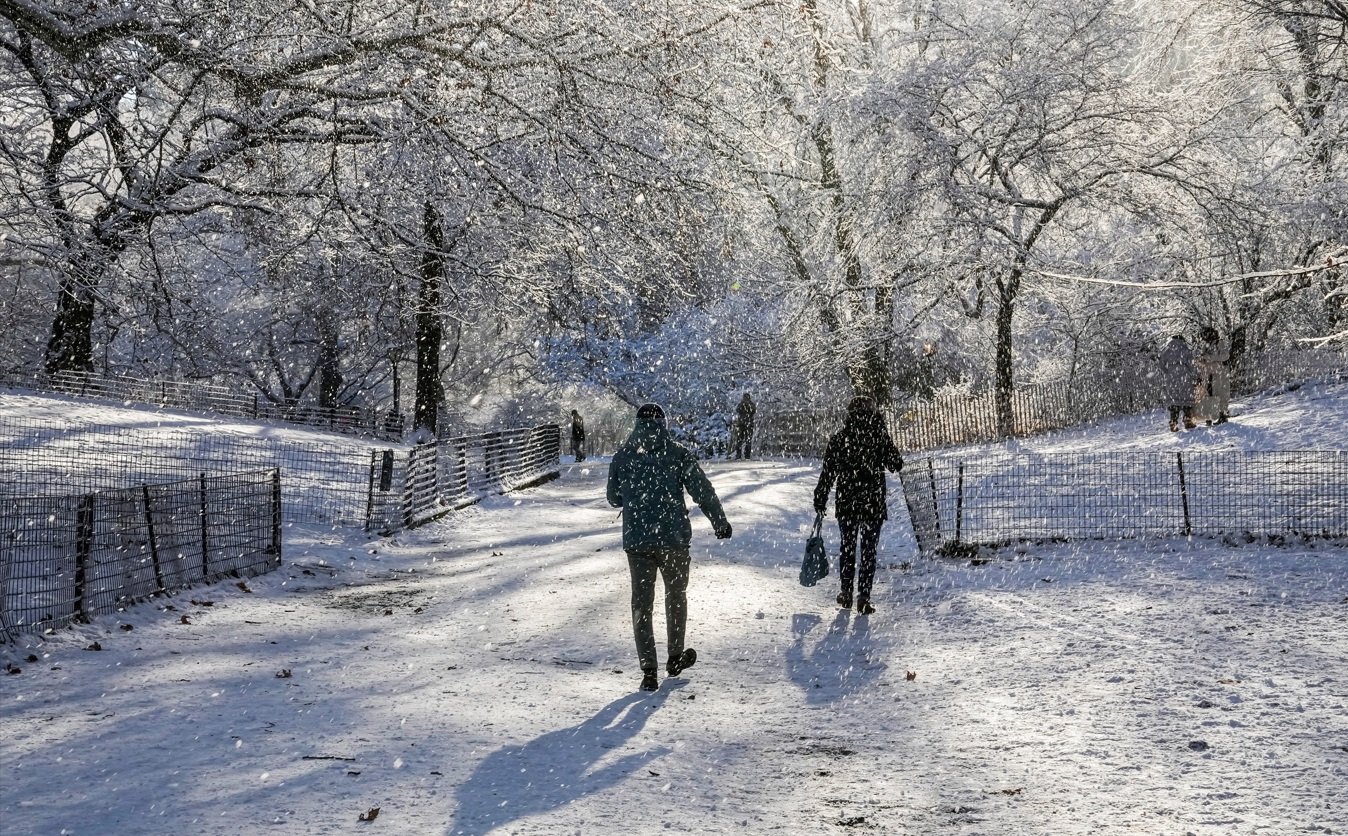Neve atinge o Central Park, em Nova York (Foto: REUTERS/Eduardo Munoz)