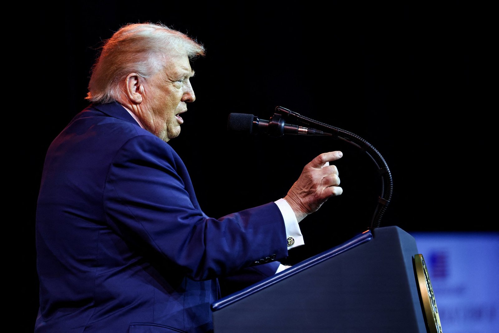 O presidente dos Estados Unidos, Donald Trump, discursa para os republicanos da Câmara, no Kenne...