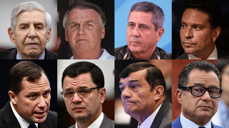 Da esq. para a dir., em sentido horário: Augusto Heleno, Jair Bolsonaro, Braga Netto, Alexandre ...