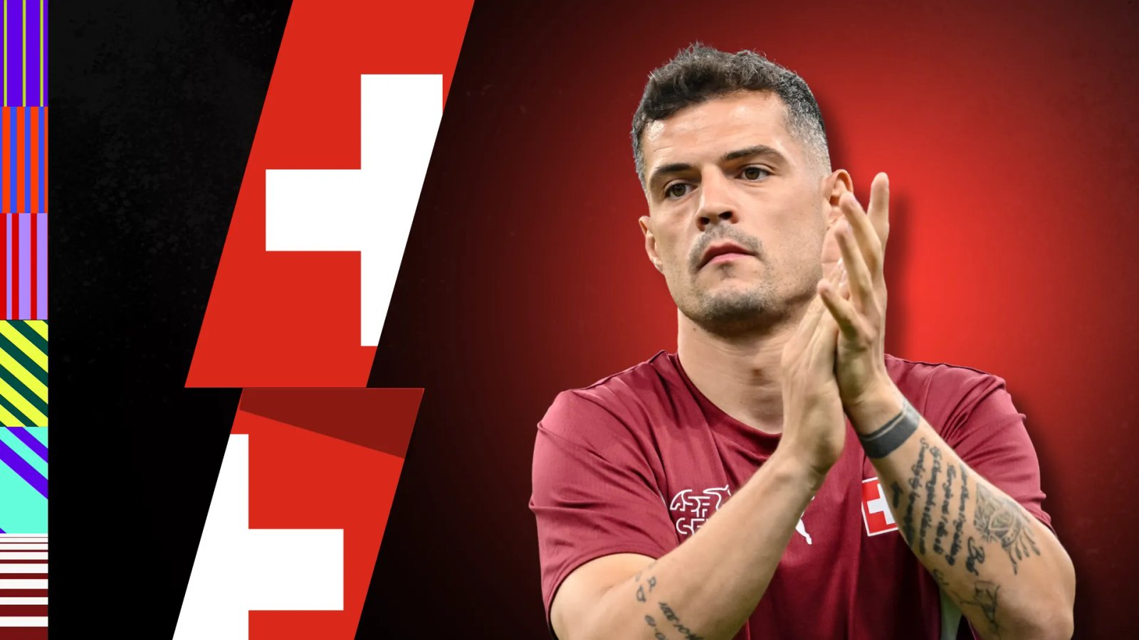 Xhaka é o capitão da seleção suíça (Foto: Harry Langer/DeFodi Images/Icon Sport; Arte: Triv...